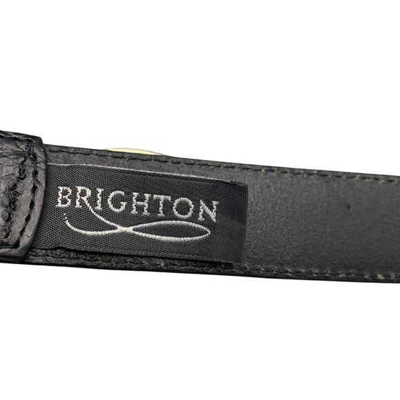 Brighton Womens Scroll Buckle Belt Size XL Black Leather Reptile 24503 Silver - Picture 6 of 11